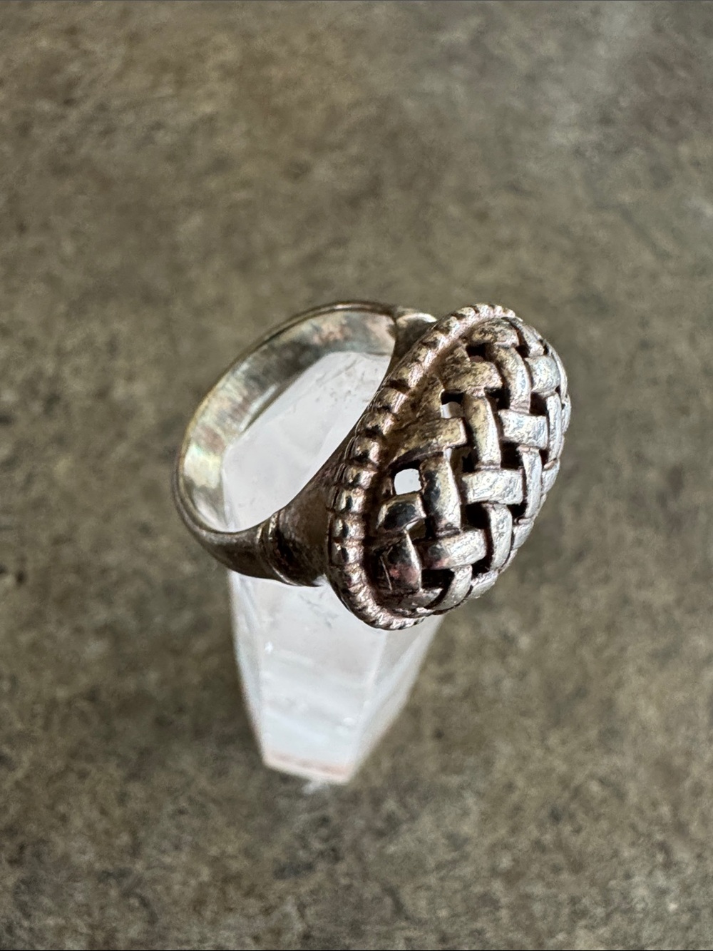 .925 Sterling Silver Dome Bali Hardy Style Silver Woven Oval Basket Weave Ring